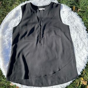 🩶5/$30 Maurices Black Sleeveless V-neck Top with Metal Tab Closures Size Medium
